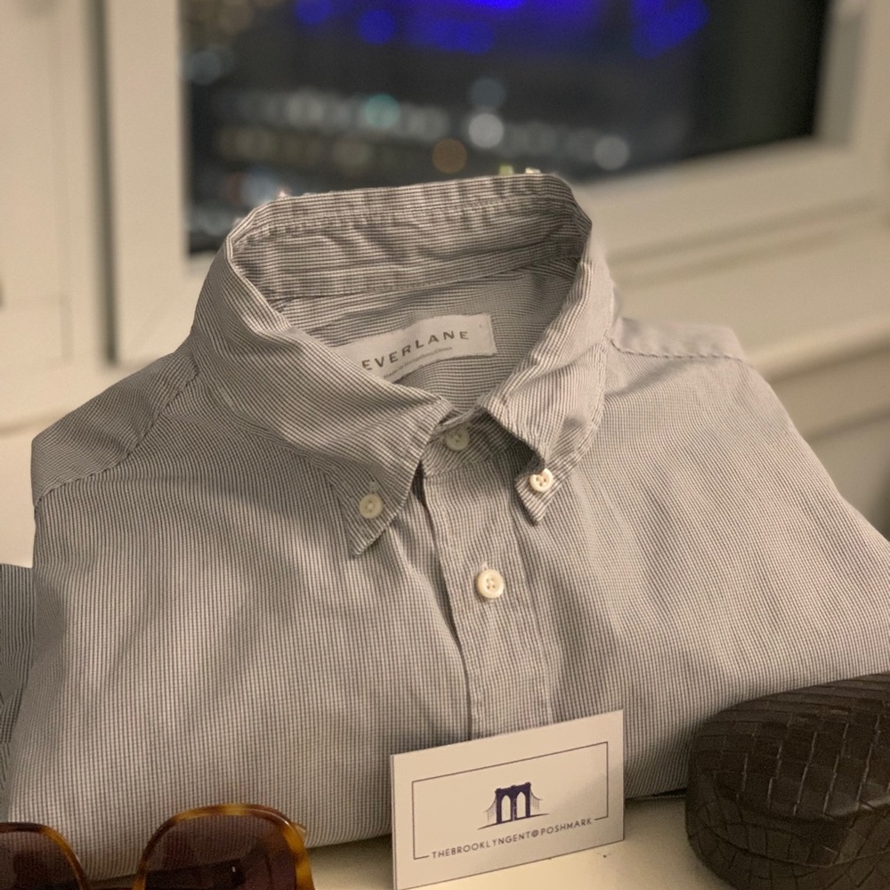 Everlane blue stripe button down shirt